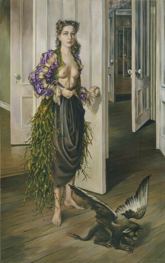Dorothea Tanning (1910–2012) Geburtstag (Birthday), 1942 Öl auf Leinwand, 102,2 x 64,8 cm Philadelphia Museum of Art: 125th Anniversary Acquisition. Purchased with funds contributed by C.K. Williams, II, 1999 © Courtesy of the Philadelphia Museum of Art © VG Bild-Kunst, Bonn 2025