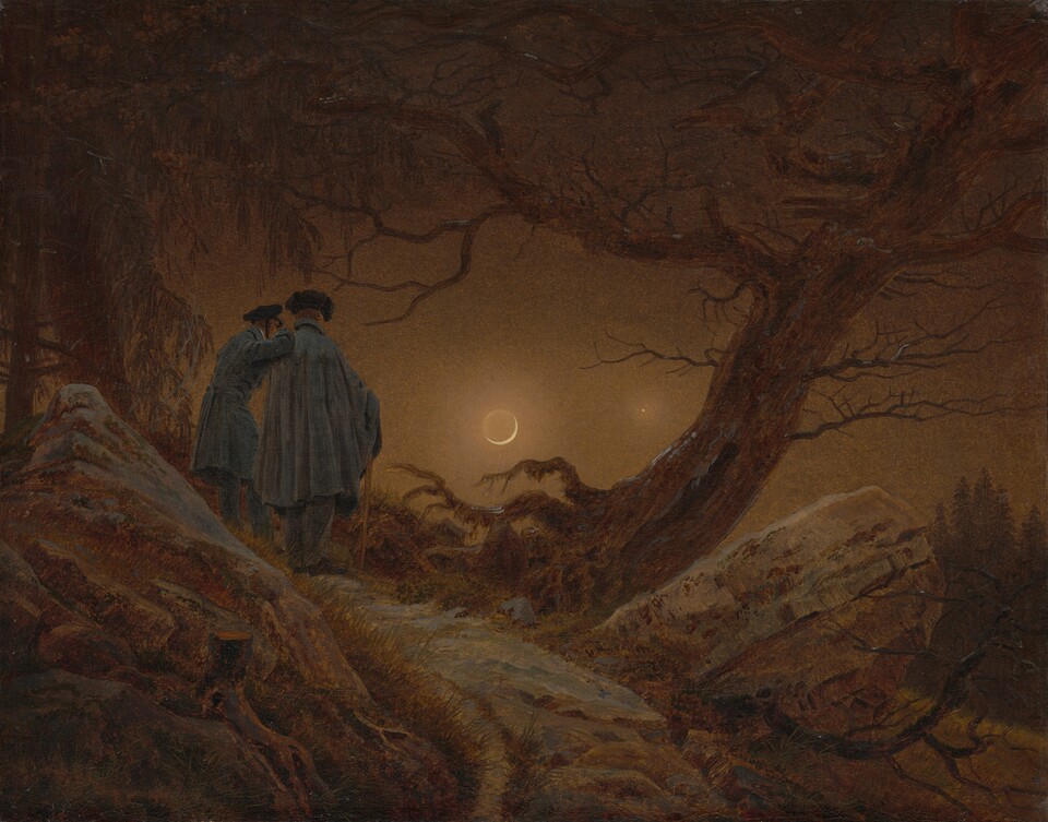 Caspar David Friedrich, Zwei Männer in Betrachtung des Mondes, 1819