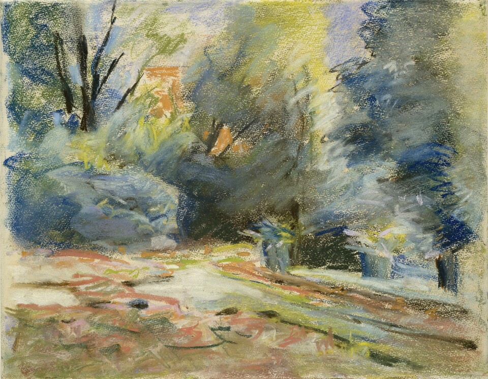 Max Liebermann (1847–1935) Blumenterrasse nach Nordosten, 1920 Pastellkreide, 234 x 297 mm © Hamburger Kunsthalle / bpk Foto: Christoph Irrgang Max Liebermann (1847–1935) Blumenterrasse nach Nordosten, 1920 Pastellkreide, 234 x 297 mm © Hamburger Kunsthalle / bpk Foto: Christoph Irrgang